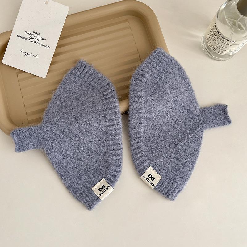 Novo Estilo de Inverno Estilo Concha Cor Sólida Luvas Tricotadas para Estudantes e Mulheres Quentes e Versáteis Dedos Expostos Mangas de Personalidade