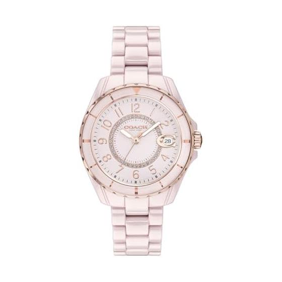 [Coach] [Genuine Import] Women s Watch Preston Pink Dial Ceramic Belt 14503463