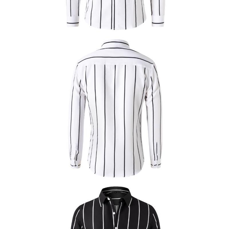 Men Striped Long Sleeve Casual Slim Fit Fashion Business Shirt
