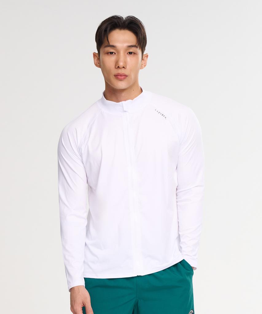 Leijibi Multi-Cooling Essential Loose Fit Zip-Up Rash Guard Men'S & Women'S Long Sleeve Jacket M (6 Colors) (Type A)