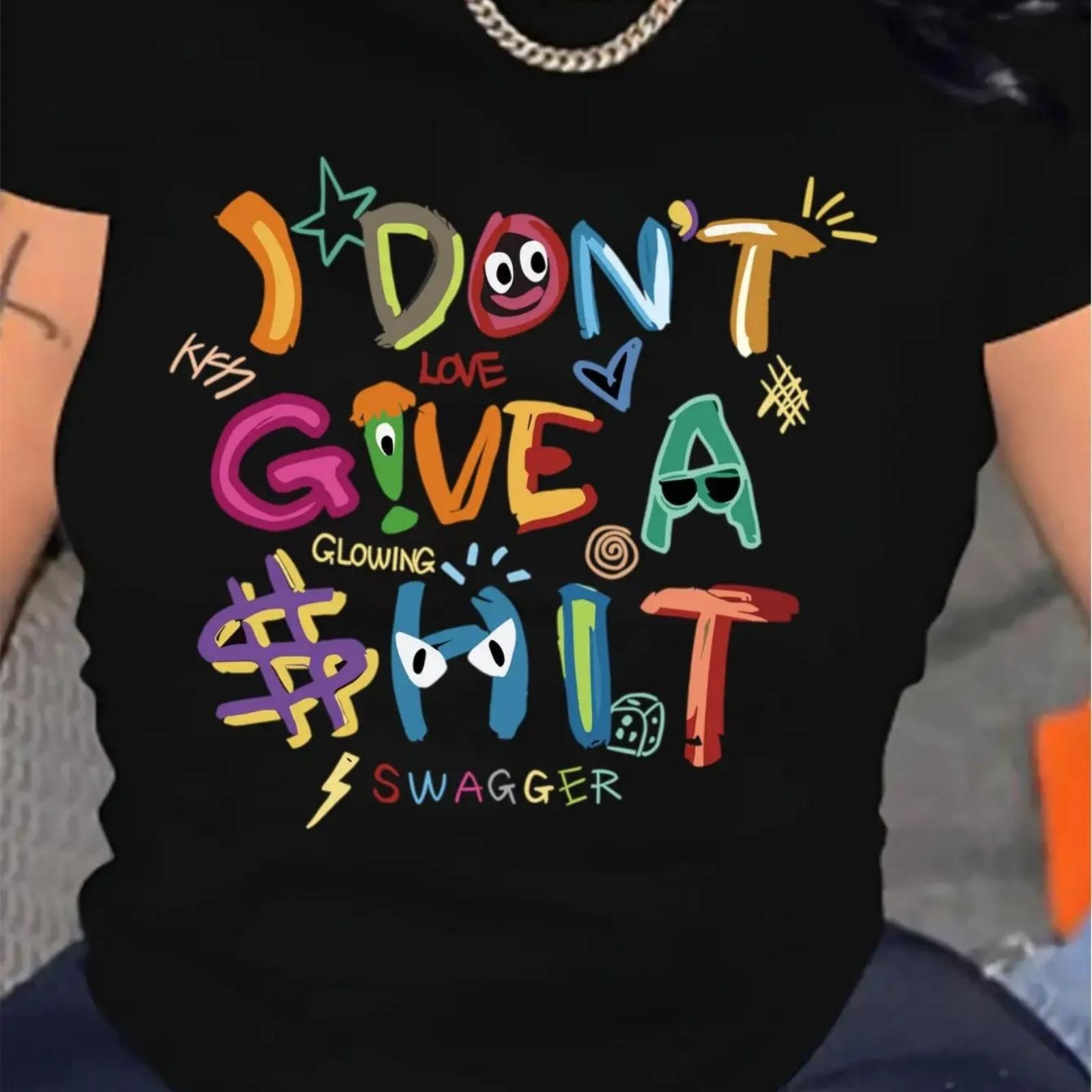 

Women s Casual Crew Neck T-Shirt with Inspirational Quote - Knit Fabric, Short Sleeve, Slightly Elastic, All Seasons Tee For Adu XXXXXL