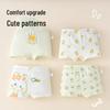 MaoRen Girls' Pure Cotton Antibacterial Boxer Briefs with Cartoon Print 4-Pack