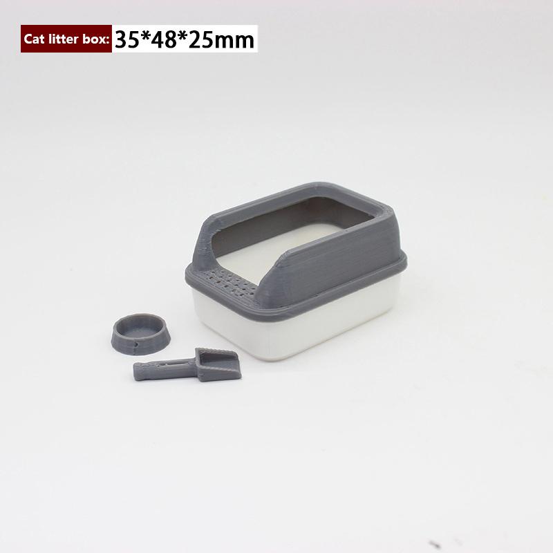 3Pcs/Set Home Decoration 1:12 Dollhouse Miniature Cat Litter Box Model Mini Shovel Pet Supplies For Doll Diy Accessories Toy
