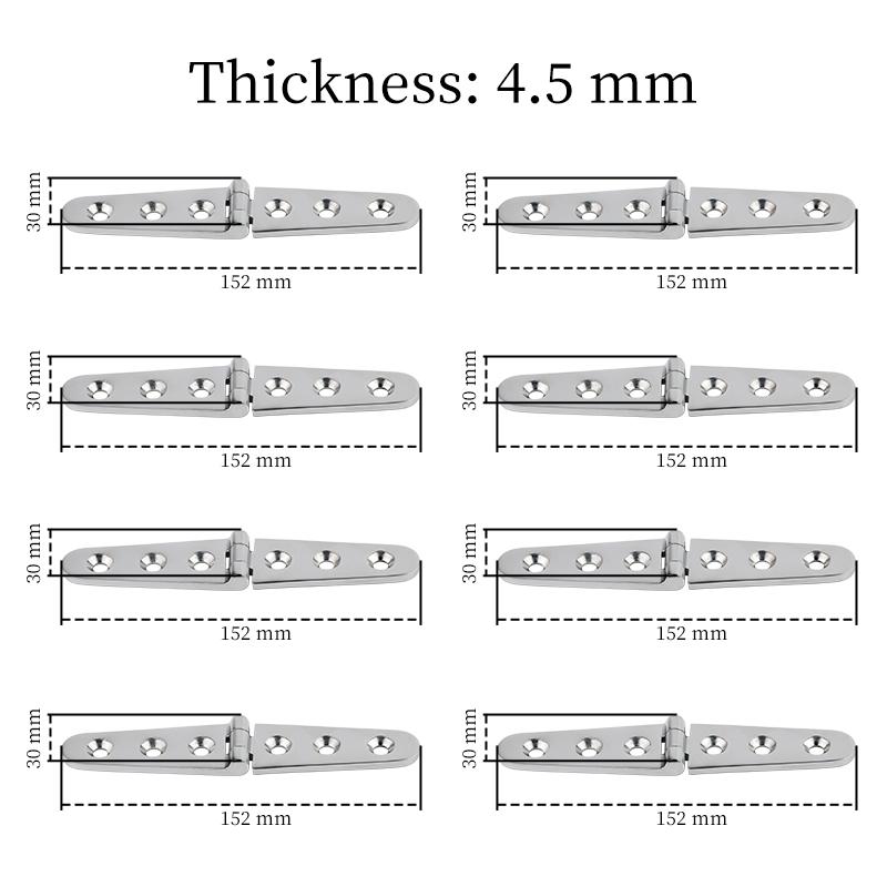 

8pcs 30x152mm Stainless Steel 316 Door Strap Hinge With 6 Holes Mirror Polish Marine Boat Hardware Casting 30x152mm x 8pcs
