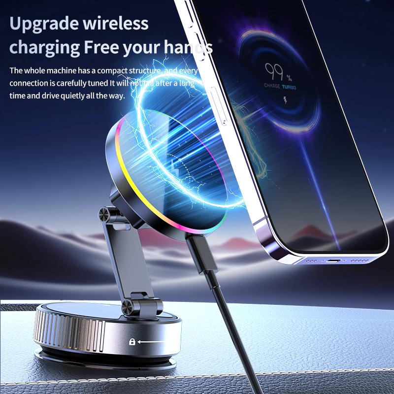 K5 Vacuum Magnetic Car Phone Holder Wireless Rechargeable Live Cooling Cooling Phone Holder Suction Cup Car Phone Holder.