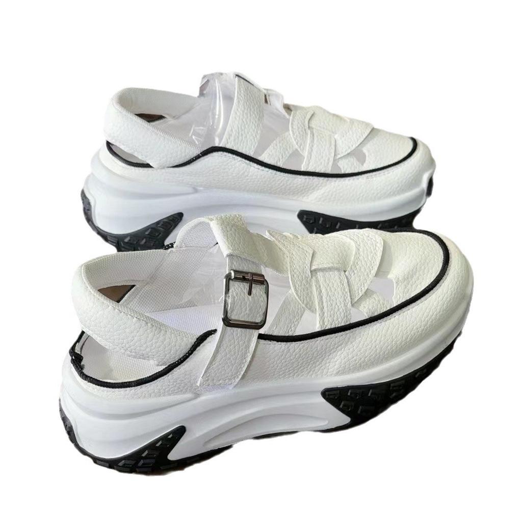 2024 Summer Women's Shoes Platform-soled Wedge-heeled Sandals Hollowed Out To Increase Business Korean Version of Fashion Roman Back Empty Mother Drag