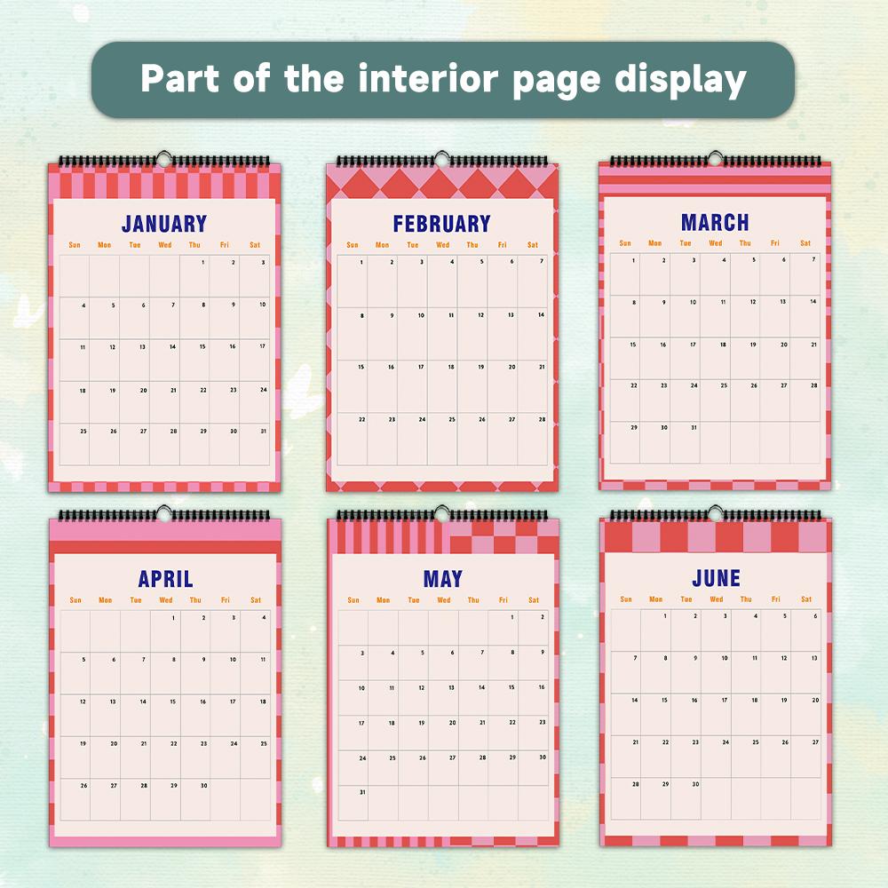 1pc 2026 Wall Calendar, Pink Abstract Geometric Design, 12 Months Monthly Planner, Perfect Gift for Birthdays,Christmas,New Year