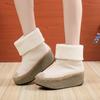Fashion Retro Women's Cotton Shoes 2024 Winter New Round Toe Women's Casual Sloping Heel Cloth Shoes High Top with Frayed Edges Sneakers