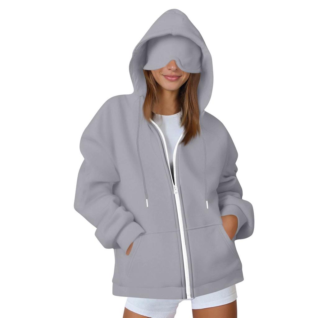 Women's And Men's Fashion Casual Sweatshirt Loose Zipper Cardigan Long Sleeve Hooded Jacket