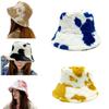 Hipster Cow Pattern Plush Fisherman Hat Autumn Winter Cap Outdoor Soft Plush Hat