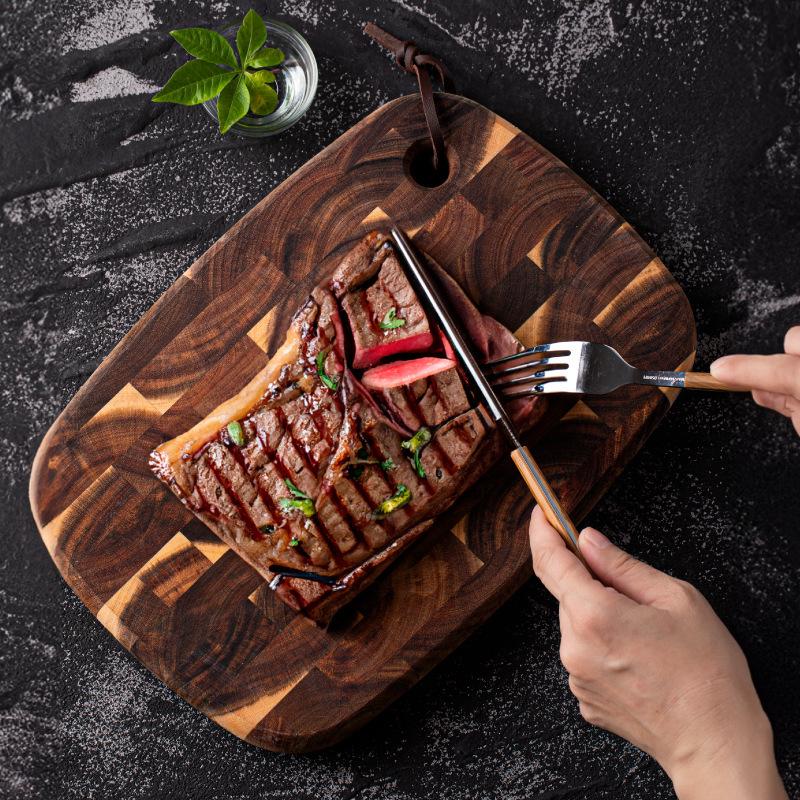 Acacia Wood Geometric Cutting Board - Solid, Anti-Mold, No Cracking