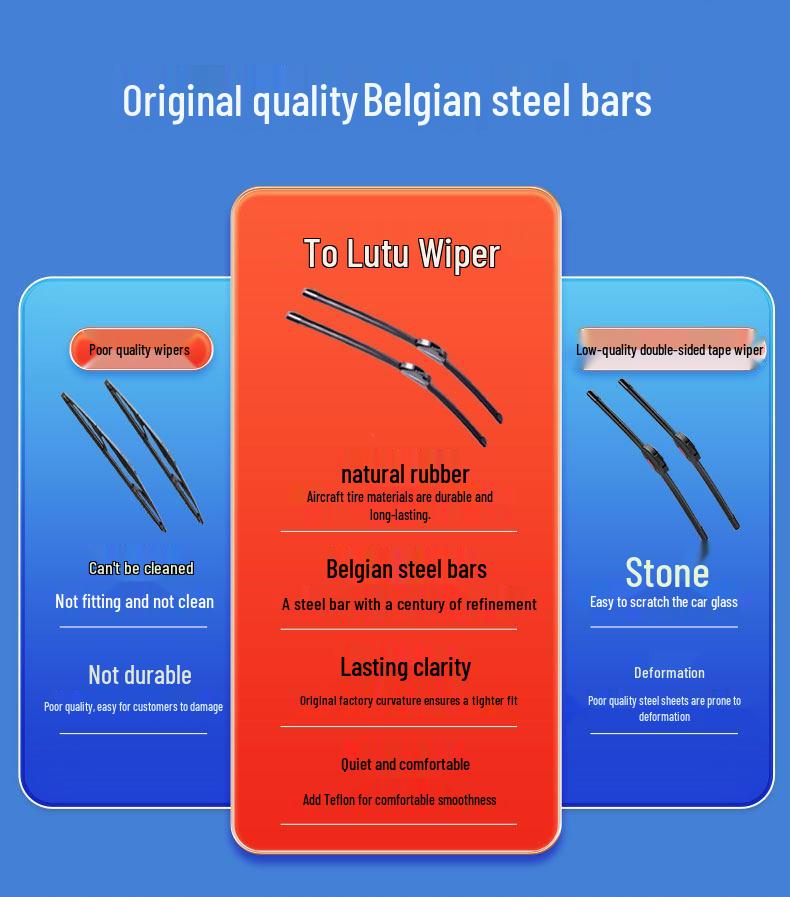 Rahmenloser Leiser Scheibenwischer für Foton Aoling CTX Leichte LKW, Sechs-Schichten-Gummistreifen