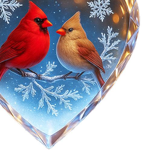 Red Birds Christmas Ornaments Couple Bird Heart Shaped Ornament for Xmas