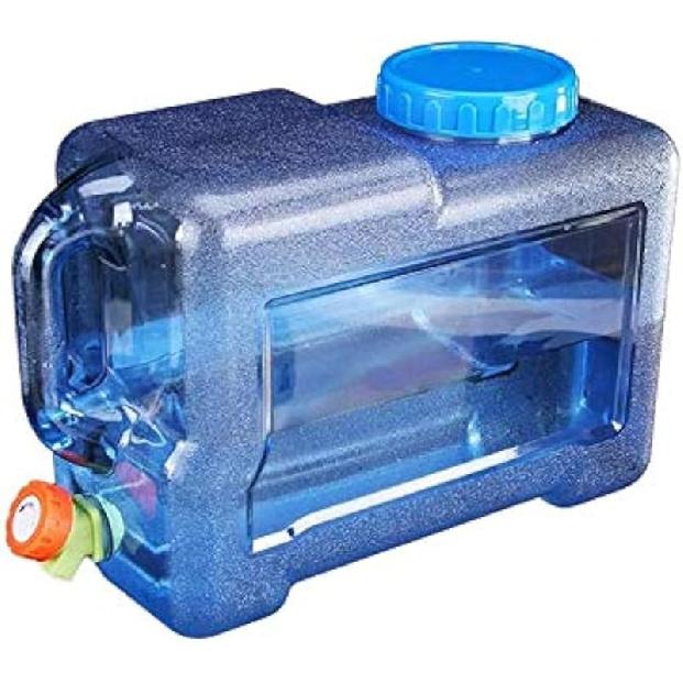 Zzooi 8L/2Gallon Vehicle-Mounted Portable Water Bottle with Handle Outdoor Water Jug with Spigot,Transparent Blue 1.3Gallon