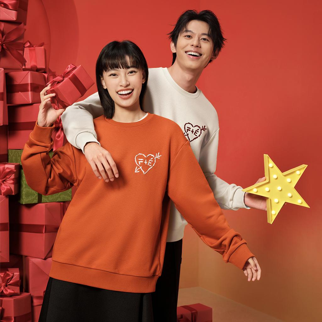 Fila X Études Heartbreaker Fashion Versatile Trendy Casual Pullover Sweatshirt Men Sweatshirt Antelope-White F11M516202FIV