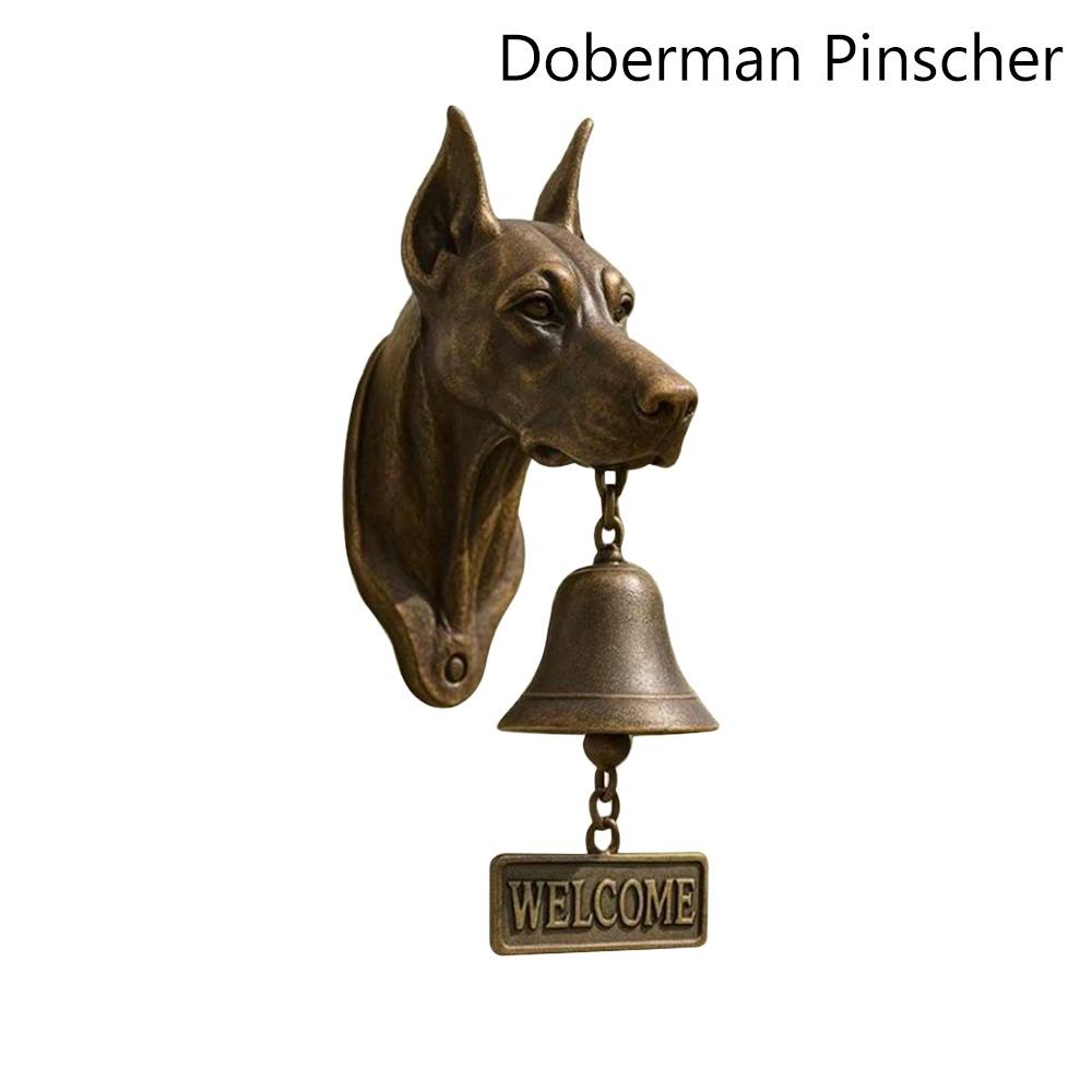

Смола+Метал Дзвіночок у формі собаки Настінний Дзвінок до обіду Ретро Декор стіни біля входу Фермерський будинок Doberman Pinscher