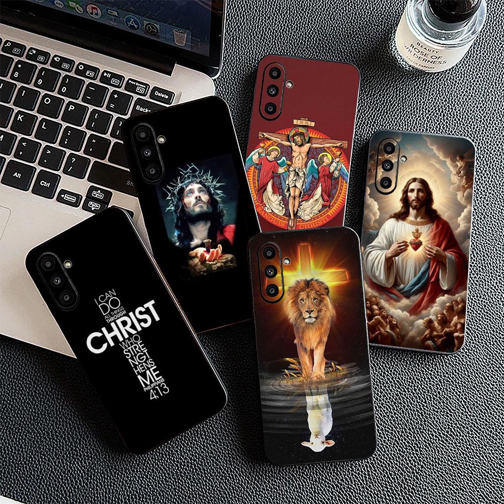 Phone Cover for OPPO A18 A16 A80 A40 A17 A15 A38 A78 A79 A54 A57 A58 A60 4G 5G Casing Soft Case God Jesus Judah Jehovah Cross