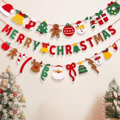 Hanging Ornaments Christmas Banner Festive Garland Felt Material Merry Christmas Decor Pull Flag Design Christmas Theme