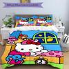3pcs Goodnight Hello Kitty Bedding Set Includes Quilt Cover and Pillowcases, Suitable for All Seasons, Machine Washable Ideal Gift W026