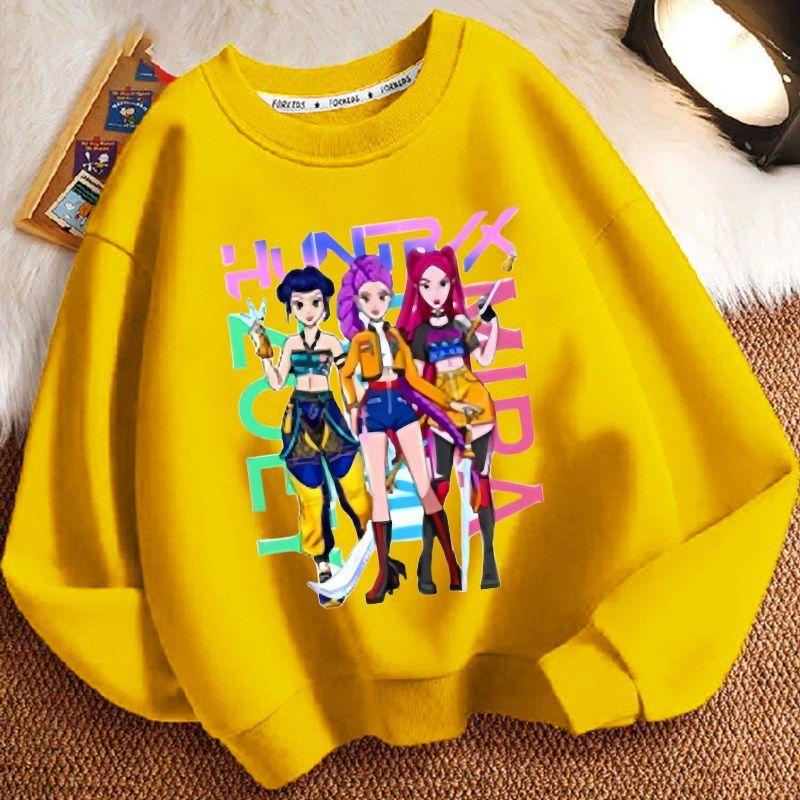 Children's Trendy Witch Hunt Team Hoodies for Autumn and Winter, Casual Long-sleeved Round-neck Hoodies for Boys and Girls