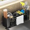 Spülbecken Abtropfgestell Schwammhalter Armaturen Aufbewahrung Seifenablage Handtuchhalter Regal Organizer Küchenzubehör