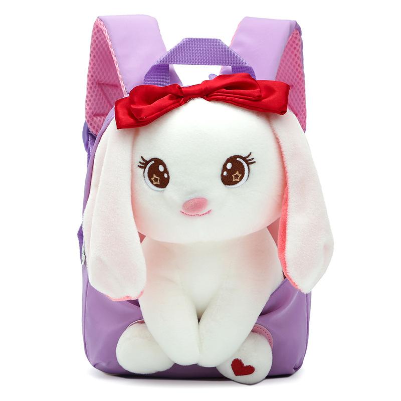 

New kindergarten students big ears plush bag children s backpack cute rabbit doll students kindergarten bag фиолетовый