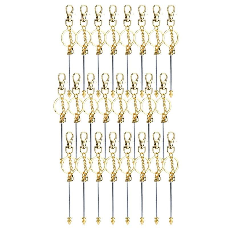 

2025 Trend Beaded Items For DIY Crafts Keychain Making Kit 24Pcs Beadable Keychain Bars Blank Keychains For Jewelry Making