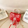 Kids Red Delightful Handbag With Stylish Chain And Charming Bow For Style Daily