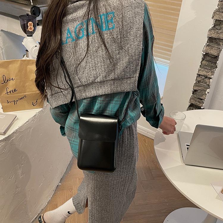 

Trendy Vertical Mini Girl Small Square Bag Simple Cross-section Mobile Phone Bag Solid Color Pu Coin Wallet Small Bag Women W4039WW-