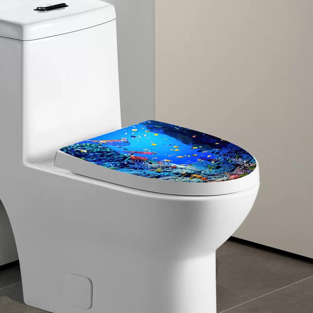 Toilet Sticker Decal Sea World Toilet Seat Sticker Adhesive Bathroom Sticker Self Adhesive Art Home Decor Sticker Toilet Decal