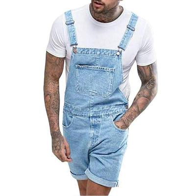 Summer Fashion Men's Jumpsuit Denim Shorts Streetwear Brace Jeans