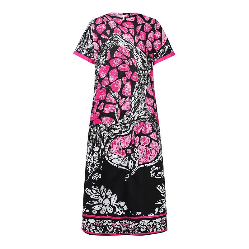 Oversized Women V Neck Short Sleeve Front Print Plus Size Dresses