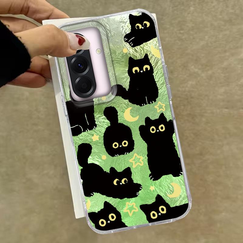 Case For Samsung Galaxy A56 A36 A16 A25 A35 A26 S25 S24 Plus Ultra FE 5G Phone Cover Cat Cartoon Gradient For Samsung A55 Bags