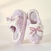 Bow cotton slippers female cute autumn and winter new home warm thick bottom ladies couple household fluffy slippers