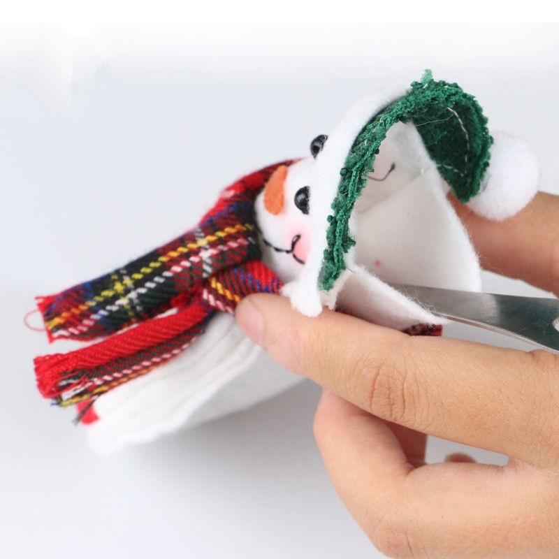 8PCS Santa Snowman Silverware Holder Pocket Holiday Party Christmas Home Decor