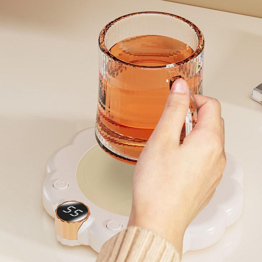 Flower Shaped Thermostatic Coaster Adjustable Temperature Electric Heating Cup Pad Dormitory