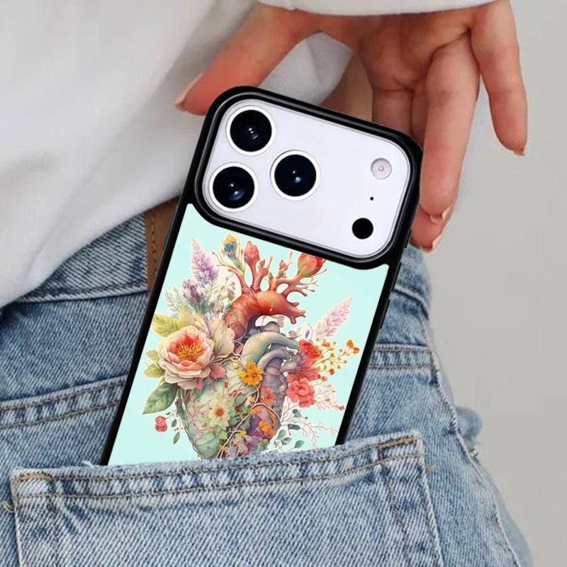 Flower Heart Phone Case for iPhone 16e 15 14 13 12 17 Pro Max Plus Air 17pro Cover Coque