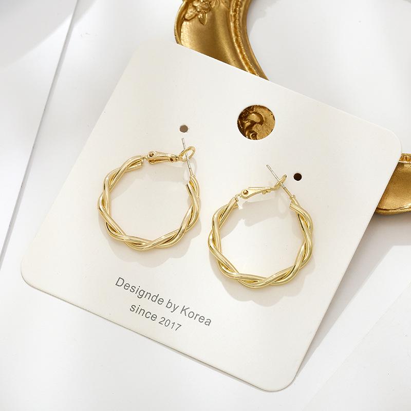 

925 Silver Needle Korean Minimalist Twisted Hoop Earrings for Women