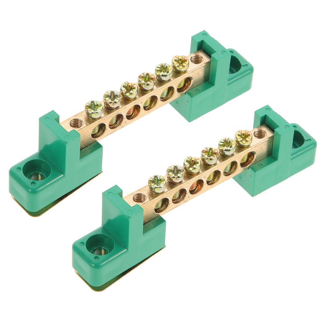 2Pcs Copper Terminal Connector Bar Heavy Duty Ground Bus Bar Kit 6 Terminal Positions for Distribution Box Electrical Equipment