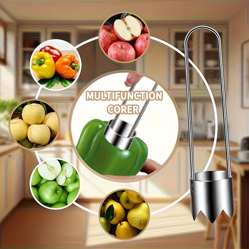 Stainless Steel Fruit Vegetable Core Remover Pepper Seed Corer Tool Kitchen Gadgets for Tomatoes Chili Peppers Vegetables Kitchen Tools