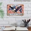 2D Flat 250 Years of Freedom Metal Sign 1776-2026 American Independence Day Decor Rustic Aluminium Plaque with Bald Eagle & Flags Design Vintage Wall