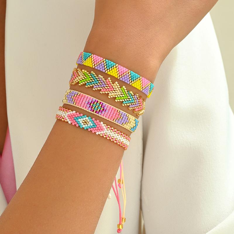 4Pcs/set Fashion Rainbow Bracelet Set Miyuki Loom Beads Adjustable Bracelets Women Boho Woven Jewelry