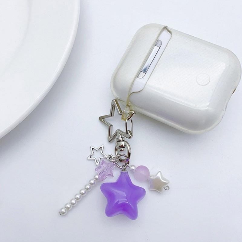 Candy Color Phone Lanyard Jelly Star Pendant Wrist Strap Detachable Phone Chain Keyring Portable Accessory for Women
