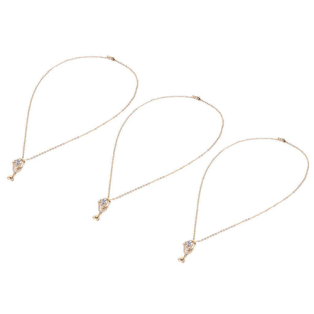 3 Pcs Clavicle Chain Exquisite Stylish Heart Pendant Copper Zircon Necklace for Dating Party