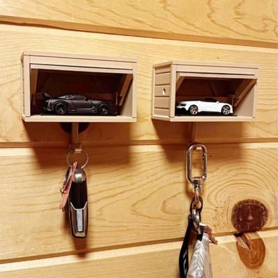 Wandmontierter Schlüsselhalter Auto Garage mit zu öffnender Tür Einfache Installation 3D