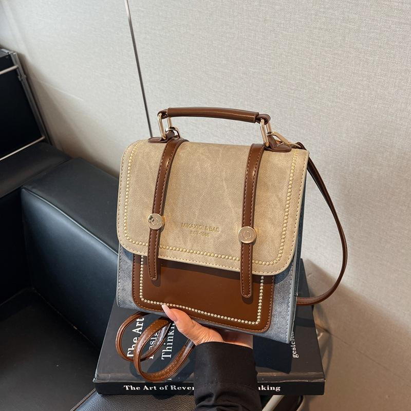 Retro texture portable backpack women's autumn and winter niche single shoulder messenger bag small backpack