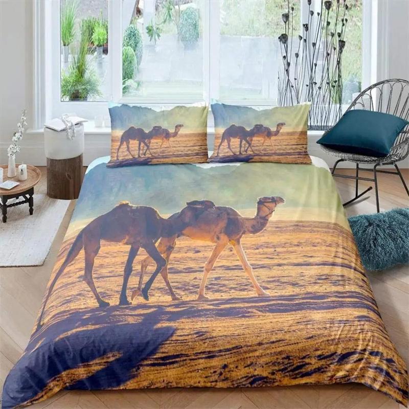 3D Desert Camel Duvet Cover Brown Animal Boys Girls Kids Teen Adult Cute Wildlife Theme Polyester Quilt Cover Bedroom Decoration