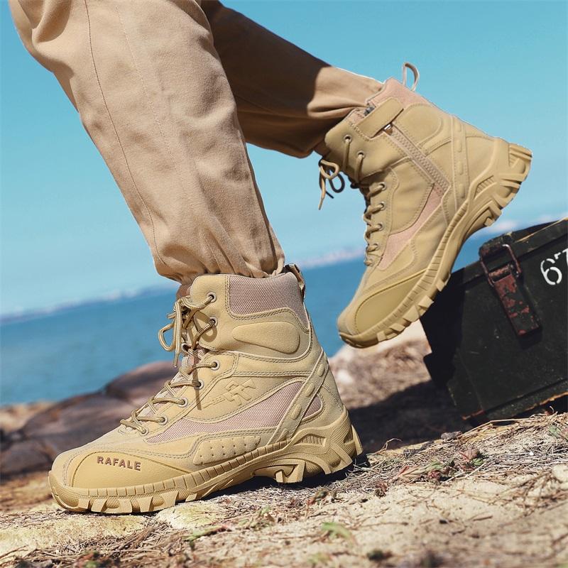 Stivali Tattici Militari da Uomo Taglie Forti 39-46 Forze Speciali Taglio Alto Esercito Combattimento nel Deserto Colore Sabbia Pelle Scarpe da Lavoro