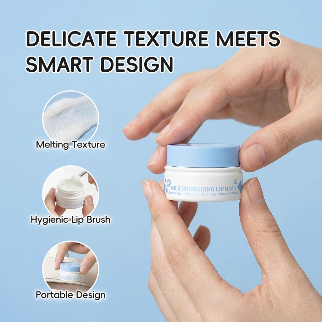 Milk Lip Sleeping Mask 8g – Overnight Nourishing Care with Hyaluronic Acid & Shea Butter, Plump, Hydrate & Smooth Dry Lips