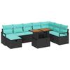Garden Sofa Set with Cushions 9 Pcs Black Poly Rattan